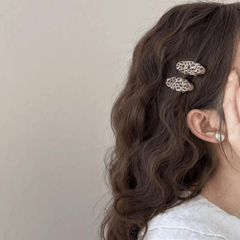 4pc European and American Retro Alloy Leopard Zebra Hair Clips Hairpin Vintage Korean Bangs Hair Accessories for Girls Women