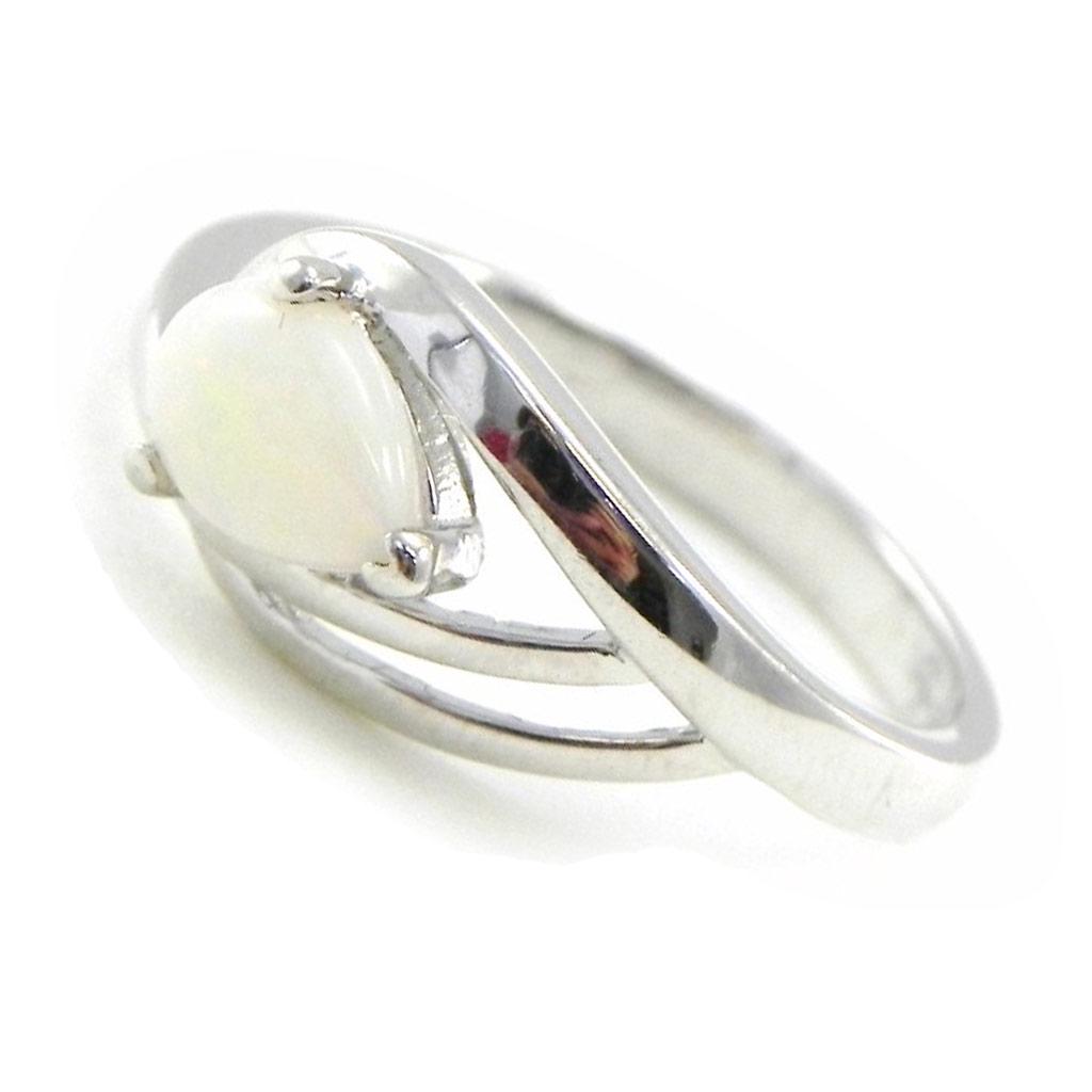 Silver Ring 'Goddess Opal' White Silver (rhodium) - 15x8 Mm