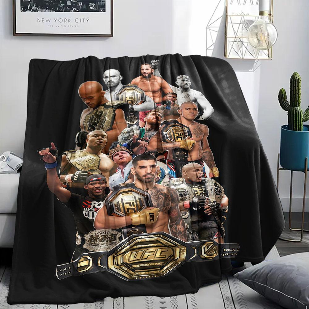 UFC Printed Flannel Blanket, soft throw for bedroom sofa, washable, Christmas present, great gift.