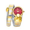 MISSFOX Golden Snakes Shape Water Resistant Woman Watch Jewelry Casual Fashion Dress Women's Quartz Watches