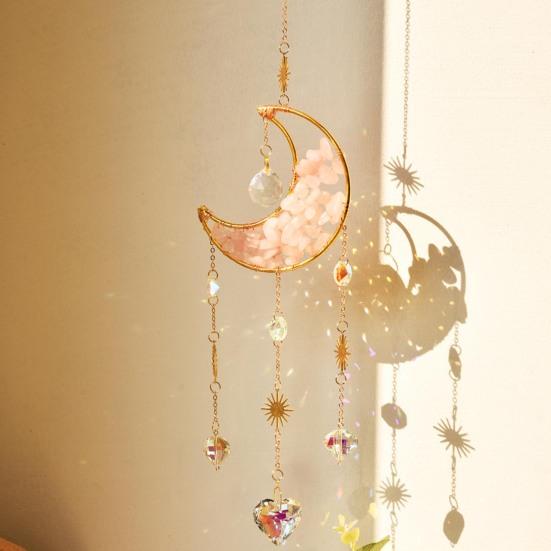 Кристальный Ловец Солнца Полумесяц Ловец Солнца Создатель Радуги Призма Украшение для Окна Балкона Спальни Сада Подвесное