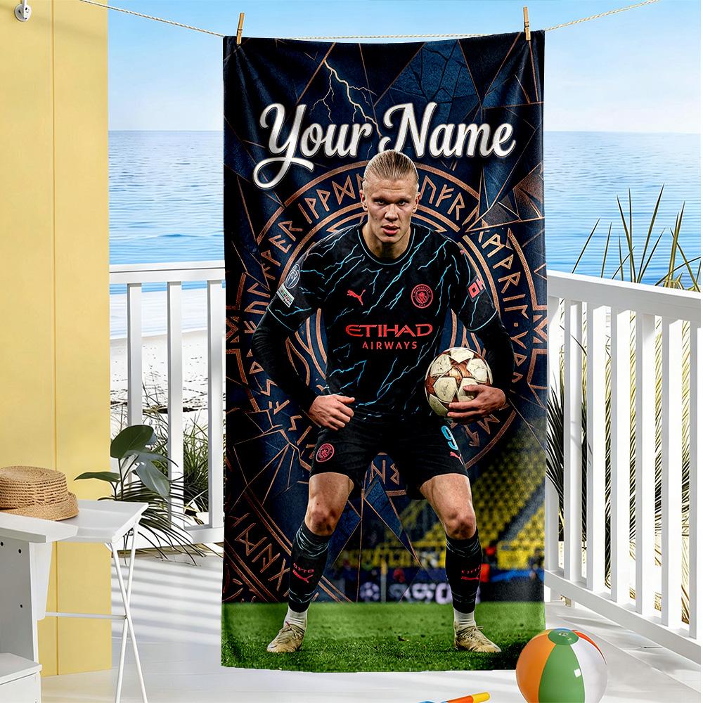 Haaland Customize Your Name Beach Towel High Absorbency Quickdry Ideal For Travel Outdoor Swim Pool Yoga Surf Camping Hiking Gym Gift Holiday