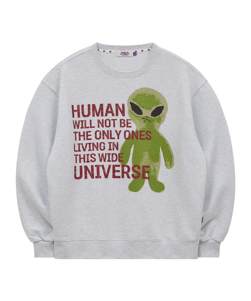 HOODHOOD Alien Slogan Sweatshirt Melange White