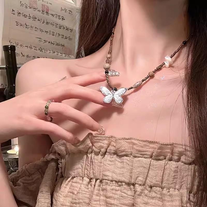 Новое китайское дзен этническое ожерелье с бабочкой женское с высоким чувством ретро ключичная цепочка цепочка для свитера аксессуары