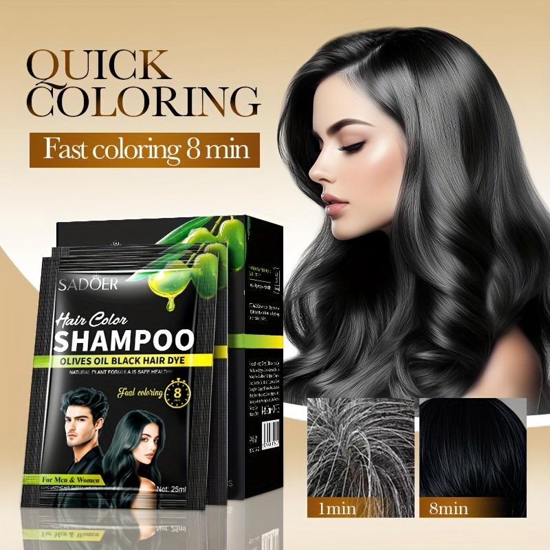 25ml*10pcs/box Olives Oil Black Hair Dye, Fast Coloring 8 Min, Makes Hair Look Moisturized, Cover White Hair, Easy To Clean