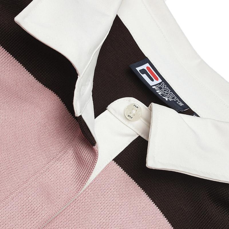 Fila Полосатая вязаная футболка-поло с длинным рукавом в стиле колледж, женский топ, кофейно-коричневый F11W519219FBN