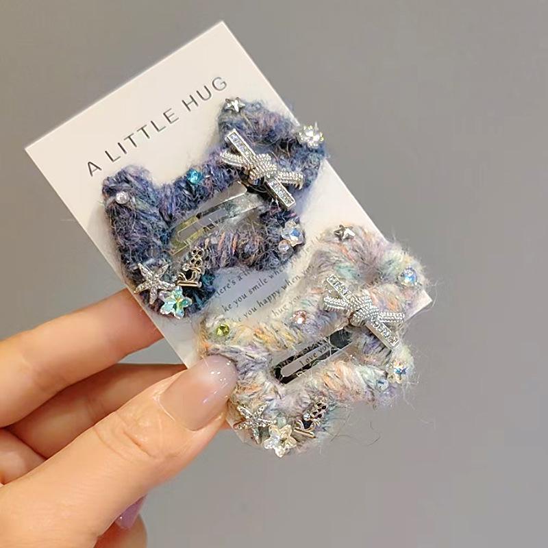 Korean-Style Rhinestone Bow Hair Clip for Dogs: Sparkling Yarn Bobby Pin & Snap Clip Hair Accessory