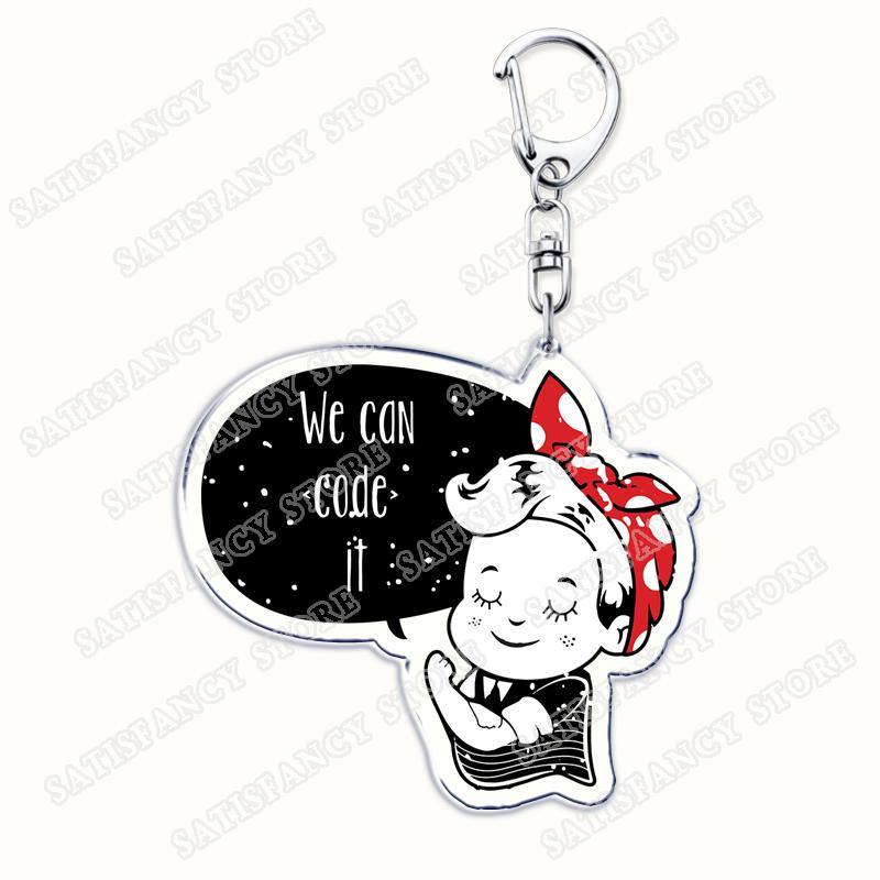 Funny Code Like A Girl Programmer Keychain for Accessories Programming Developer Computer Keyring Jewelry Fans Friends Gifts