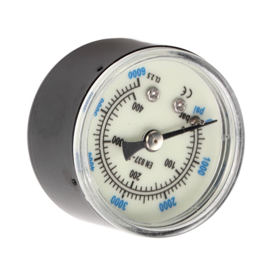 6000 Psi CO2 Pressure Gauge 1/8npt Thread Air Pressure Gauge Double Scale Luminous Carbon Dioxide