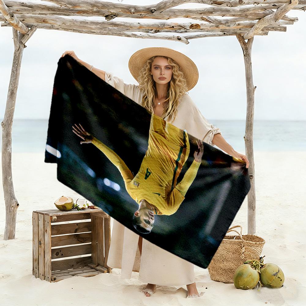 Soccer Player Victory. Beach Towel High Absorbency & Quick-Dry Comfortable Lightweight Suitable for Swimming, Gym, Camping, Yoga Vacation
