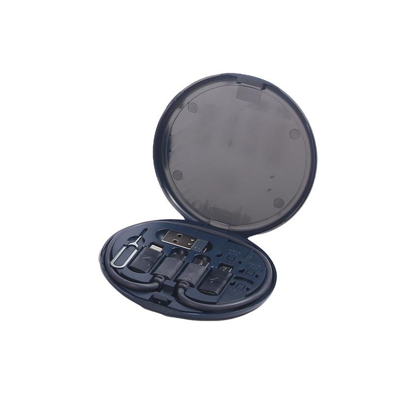 Кабель для быстрой зарядки мощностью 60 Вт, кабель USB для передачи данных 3 в 1 с футляром для хранения, многофункциональный USB-адаптер для зарядки, совместимый с Lightning Type-C