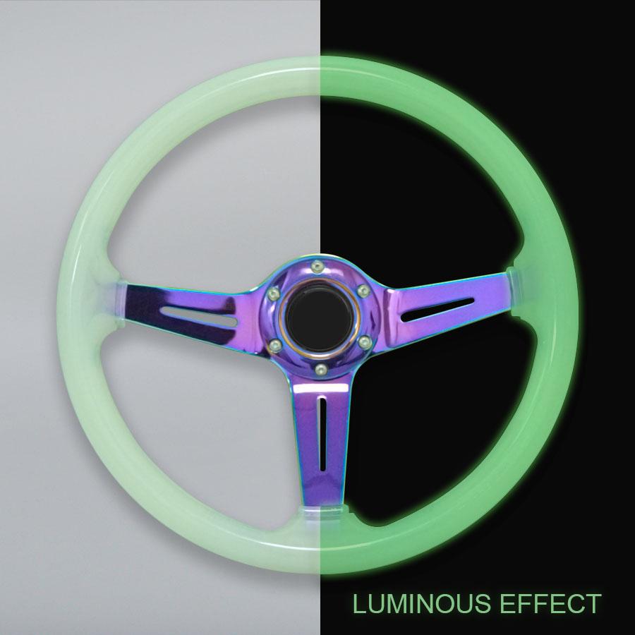 14inch 350MM Acrylic Steering Wheel & Anime Horn Button 6 Holes Neo Chrome Bubble Steering Wheel Depth 71MM PC-ST17ABS