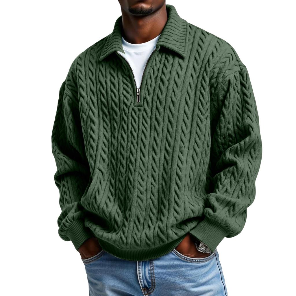 Мужская Спортивная Повседневная Толстовка с Принтом, Отложным Воротником и Молнией до Середины