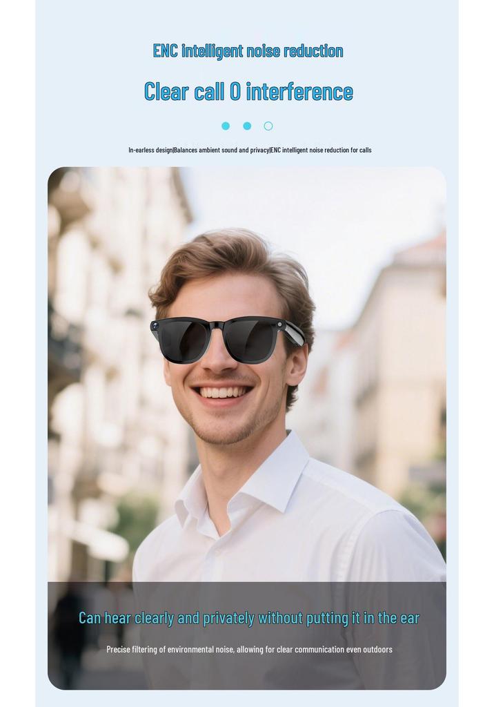JS02PRO Smart AI Bluetooth Glasses: 12MP Camera, Video Recording, Translation, Object Recognition, Calls, Music.