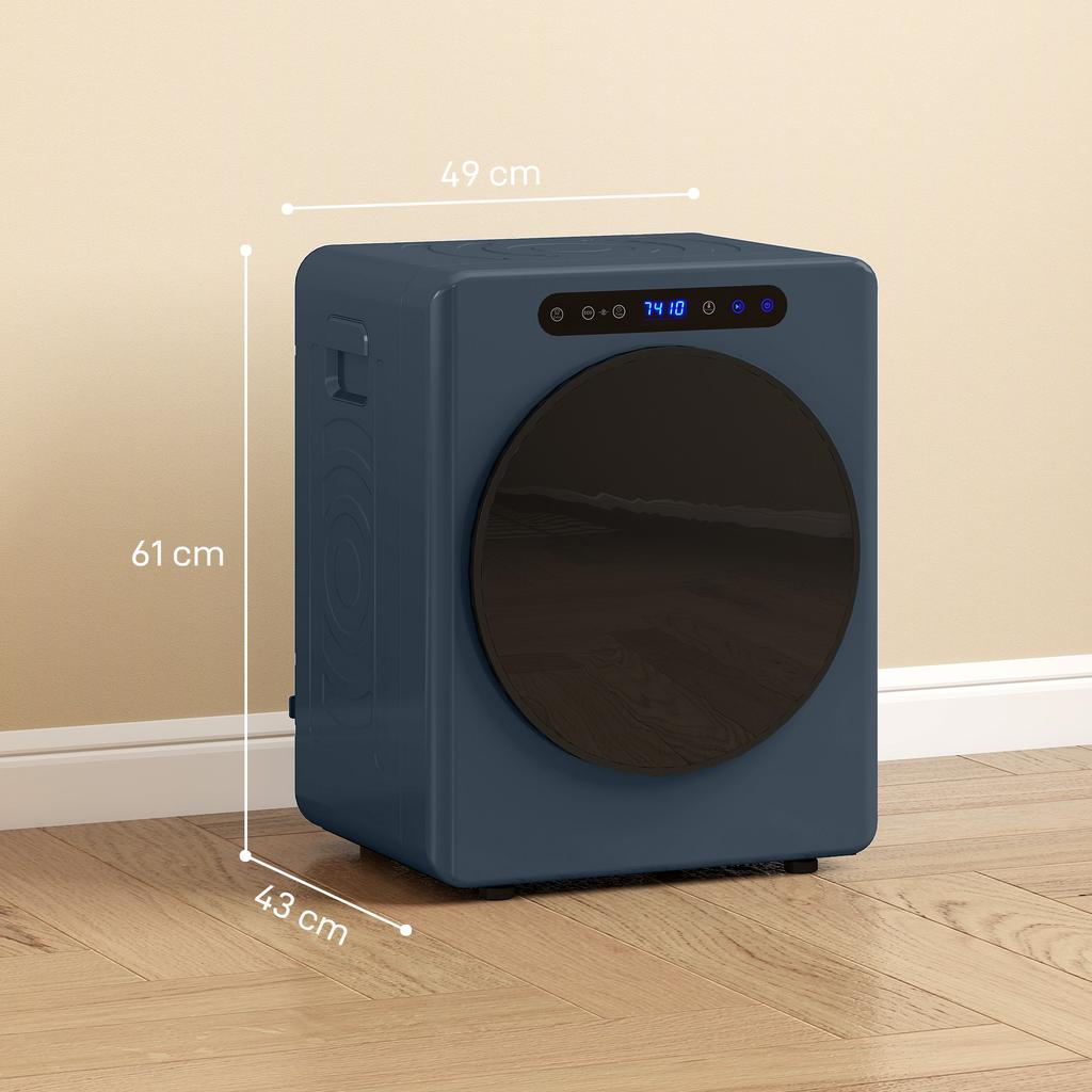5kg Vented Tumble Dryer, 1000W Compact Freestanding Front-Loading Clothes Dryer with Stainless Steel Drum, Timer, Blue