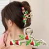 1pc Sweet Gentle Dripping Strawberry Elegant Temperament Grab Clip Summer Simple Metal Hairpin Shark Clip