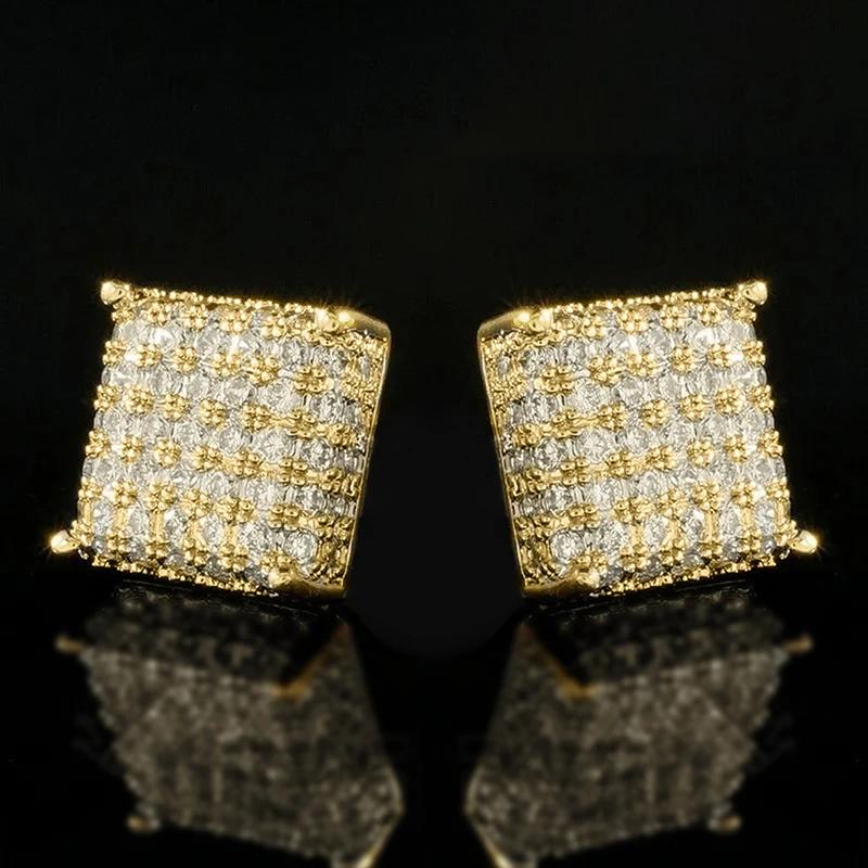 Серьги-гвоздики квадратной формы в классическом стиле Huitan для женщин, микро-павдированные фианиты, модные универсальные женские украшения