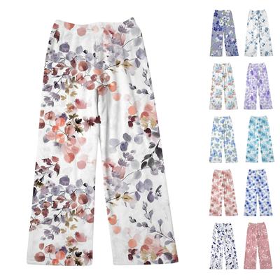 Женские пижамные штаны с цветочным принтом, мягкие, удобные, женские повседневные домашние штаны, зимние
