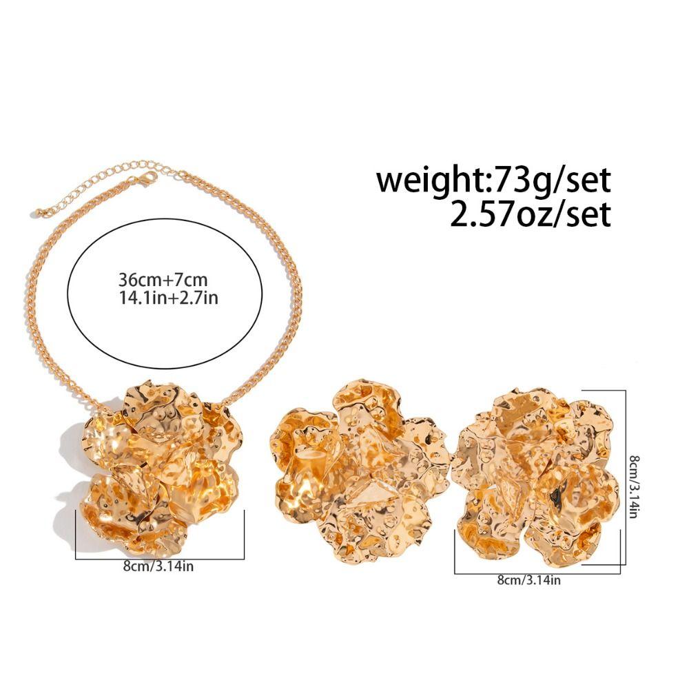 Преувеличенное нерегулярное цветочное ожерелье, металлическое, мятое, набор ожерелий, вечеринка