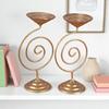 Elegant Spiral Gold Tealight Candle Holders Set of 2, Modern Metal Wire Centerpiece for Table and Shelf Decor, 6.5 Inch