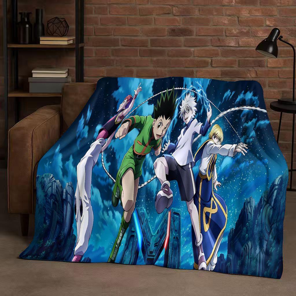 3D Anime Hunter X Hunter Killua Zoldyck Cartoon HXH Flannel Blanket,Ultra Soft Warm Plush Throw for Home Bedroom Bed Sofa Cover