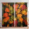 2pcs Autumn Red Leaf Forest Printed Curtain for Home Decor - Rod Pocket Window Treatment for Bedroom, Office, Kitchen