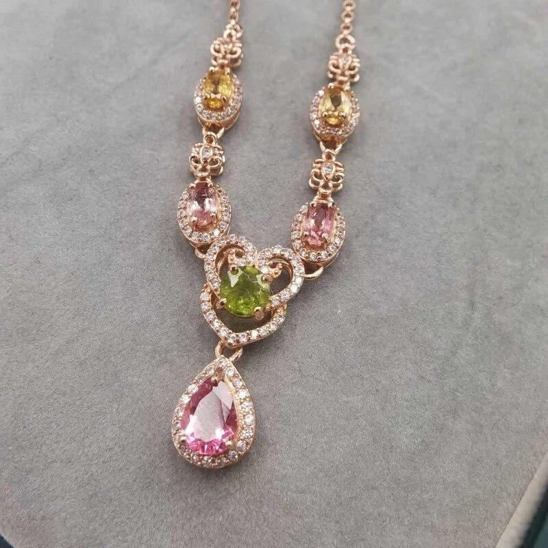 Sace Gems Ожерелья-подвески из стерлингового серебра 925 пробы с натуральным турмалином диаметром 3 мм для женщин, сверкающие ювелирные изделия, рождественский подарок