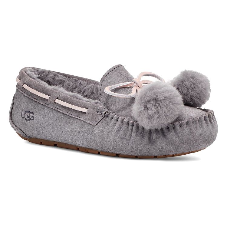 UGG Dakota Fashion Bow Pom Flat Shoes Женская обувь Серый 1124030-SHA