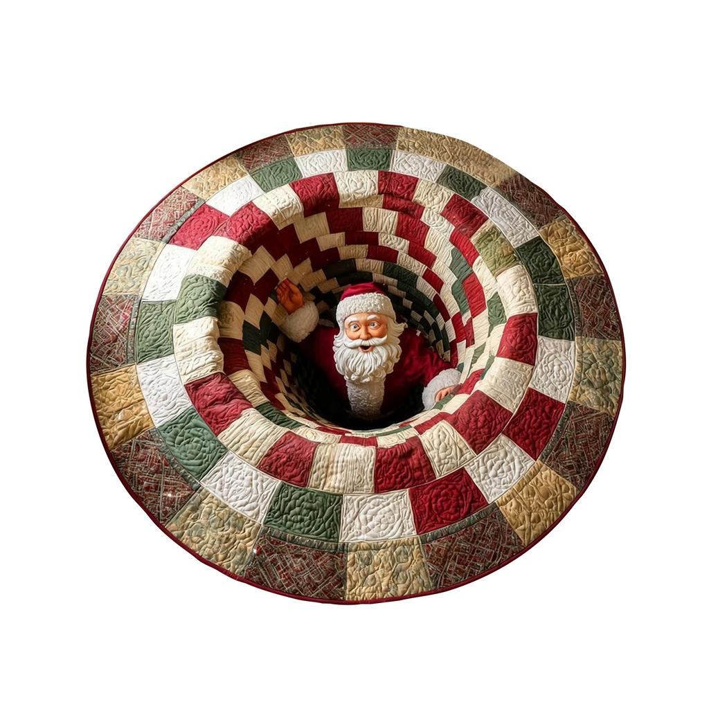 3D Christmas Floor Carpet Funny Visual Illusion Effect Christmas Optical Rug Room Circular Vortex Door Mat Party Decoration