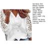 Women Spring Shirt V Neck Hollow Out Lace Patchwork Half Button Closure Solid Color Loose Long Sleeve Soft OL Commute Top