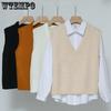 Женский свитер-жилет, весна-осень, женские короткие свободные вязаные свитера без рукавов, женский пуловер с v-образным вырезом, топы, верхняя одежда