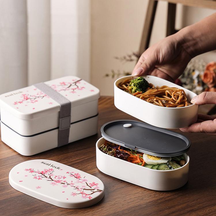 Kawaii Heatable Dual Tier Leak Proof Microwavable Bento Lunch Box