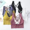 Women Vest Bra Cross Back V Neck Push Up Padded No Steel Ring Detachable Chest Pads Solid Color Yoga Bra Female Underwear