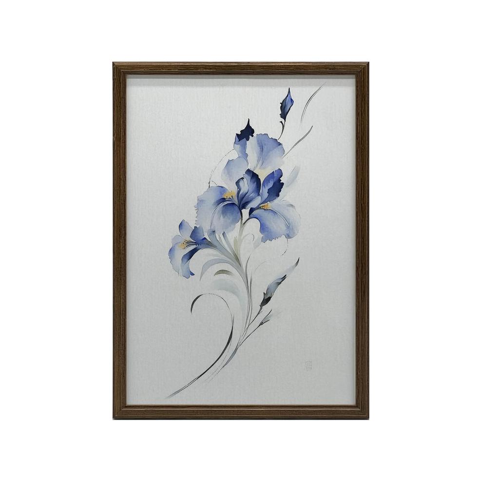 Subtelność Niebieskiego Irysa Subtelność Niebieskiego Irysa, 40X50 Cm, Rama Aluminiowa Czarna, Papier Matowy 230 Gsm