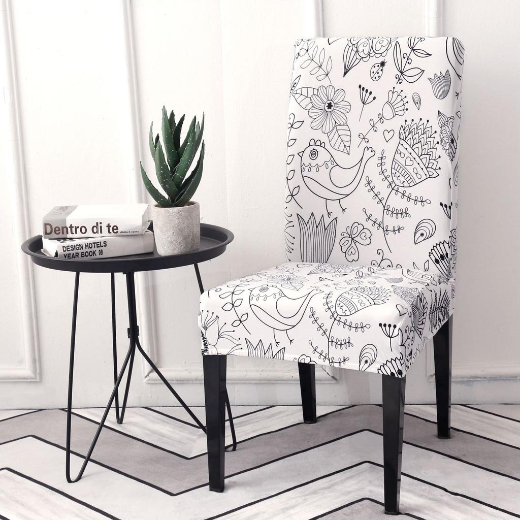 Printed Chair Cover Spandex Elastic Dining Chair Slipcover Removable Washable Chair Covers for Hotel Wedding Party Banquet Dining Room