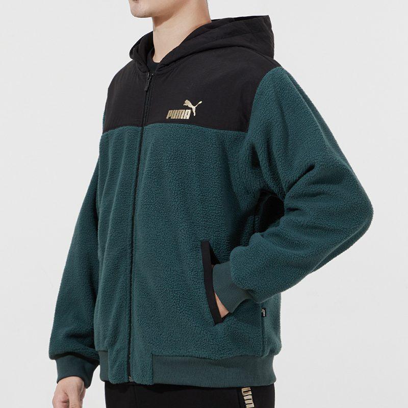 Puma МУЖСКИЕ ВЕЛЮРОВЫЕ КУРТКИ НА ЗИМУ ЗЕЛЕНЫЕ С КАПЮШОНОМ УМЕРЕННЫЕ 848253-80