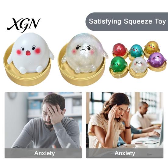 Hand Squeeze Stress Ball Cartoon Steamed Bun Toy with Steamer, Relief Dough Exercise Sensory Fidget Toy, Anti-Anxiety Steamer