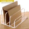 SANRUI Acrylic Mail File Organizer Sorters for Desk, 3 Upright Compartments Laddered Clear Desktop Vertical Letter Holder, Multifunction Envelope