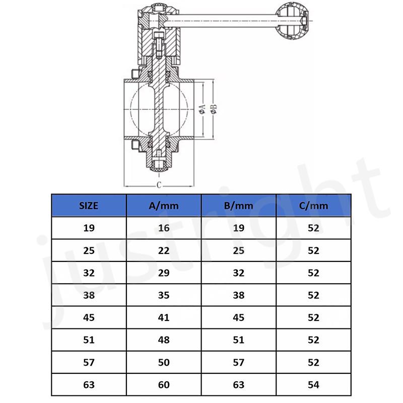 19mm 25mm 38mm 51mm 63mm Self-made Welding Manual Butterfly Valve 304 Stainless Steel Flow Control Valve Beer Brewing Hygienic