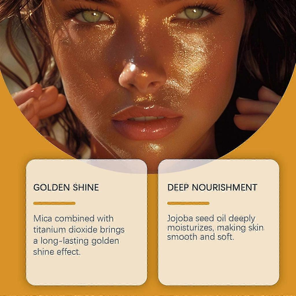 Golden Body Glitter Oil  LongLasting Shine, Moisturizing Highlight for Face  Body