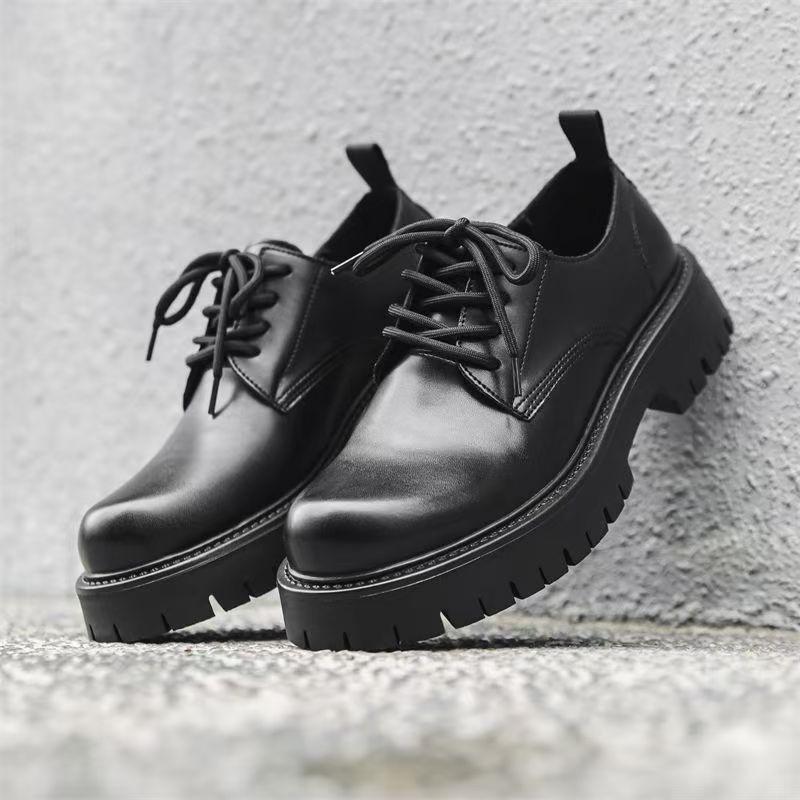 Большого размера ретро деловой кэжуал большая голова кожаные туфли мужские новые толстая подошва увеличивающие рост рабочие зеленые дерби