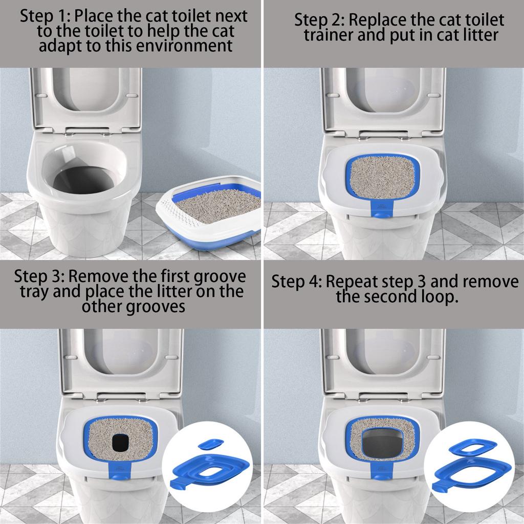Практичные наборы для обучения кошек пользованию туалетом со съемным поддоном, многоразовый кошачий туалет для путешествий