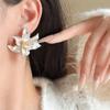 Ретро Серьги-гвоздики с капельным маслом и цветами Плиссированные неровные серьги-цветы Великолепные ушные аксессуары с покрытием для выпечки Подарок