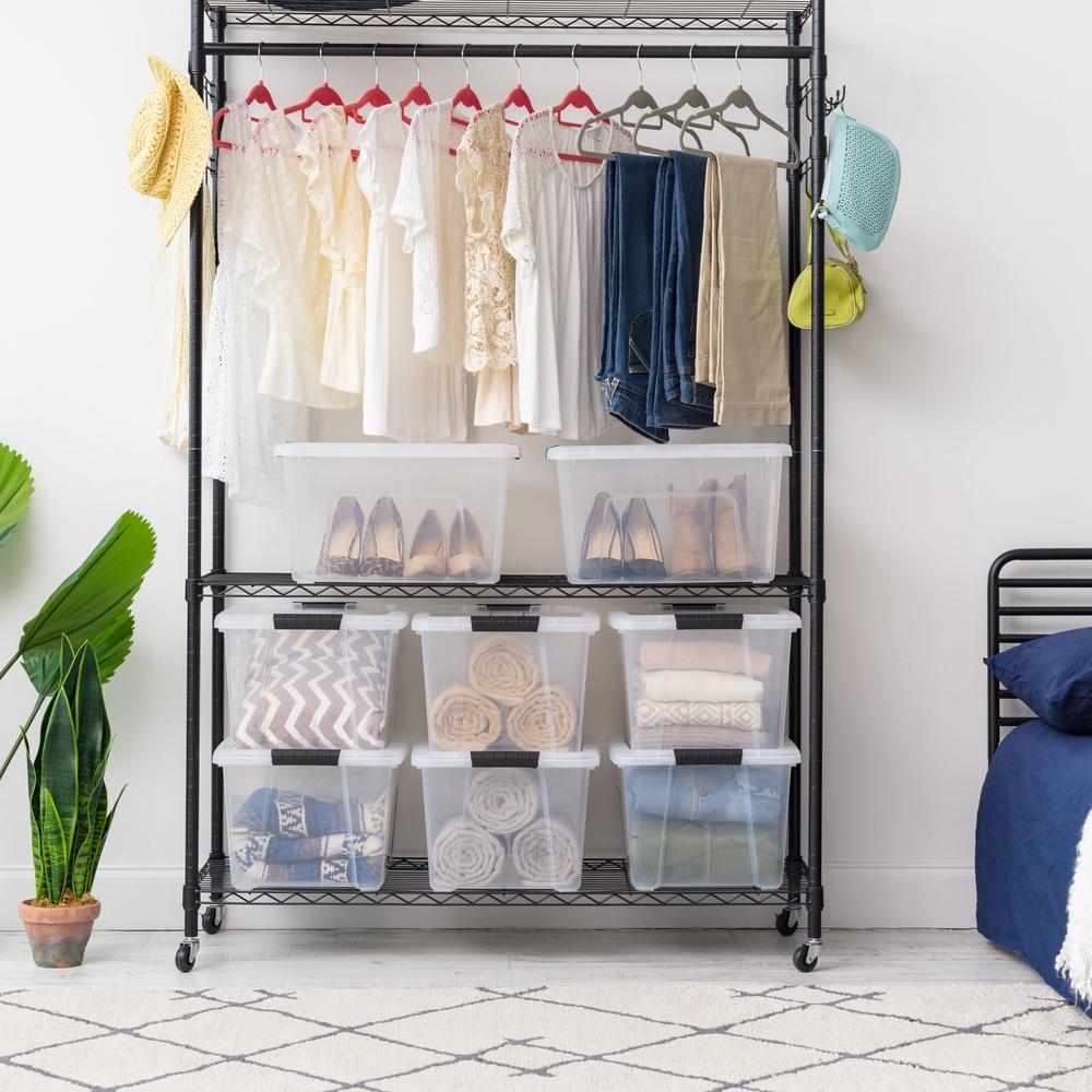 Штабелируемые пластиковые контейнеры для хранения с крышками 32 кварт Прочные контейнеры для переноски Организация дома и офиса Контроль беспорядка Идеально для сезонного хранения