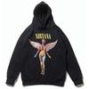 Unisex Oversized Hoodie With Nirvana Band Graphic Print Fleece-Lined Cotton Sweatshirt Winter Streetwear