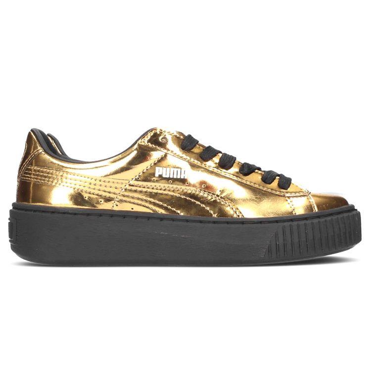 Puma Кроссовки Basket Platform Metallic Gold Женские Черные 362339-04