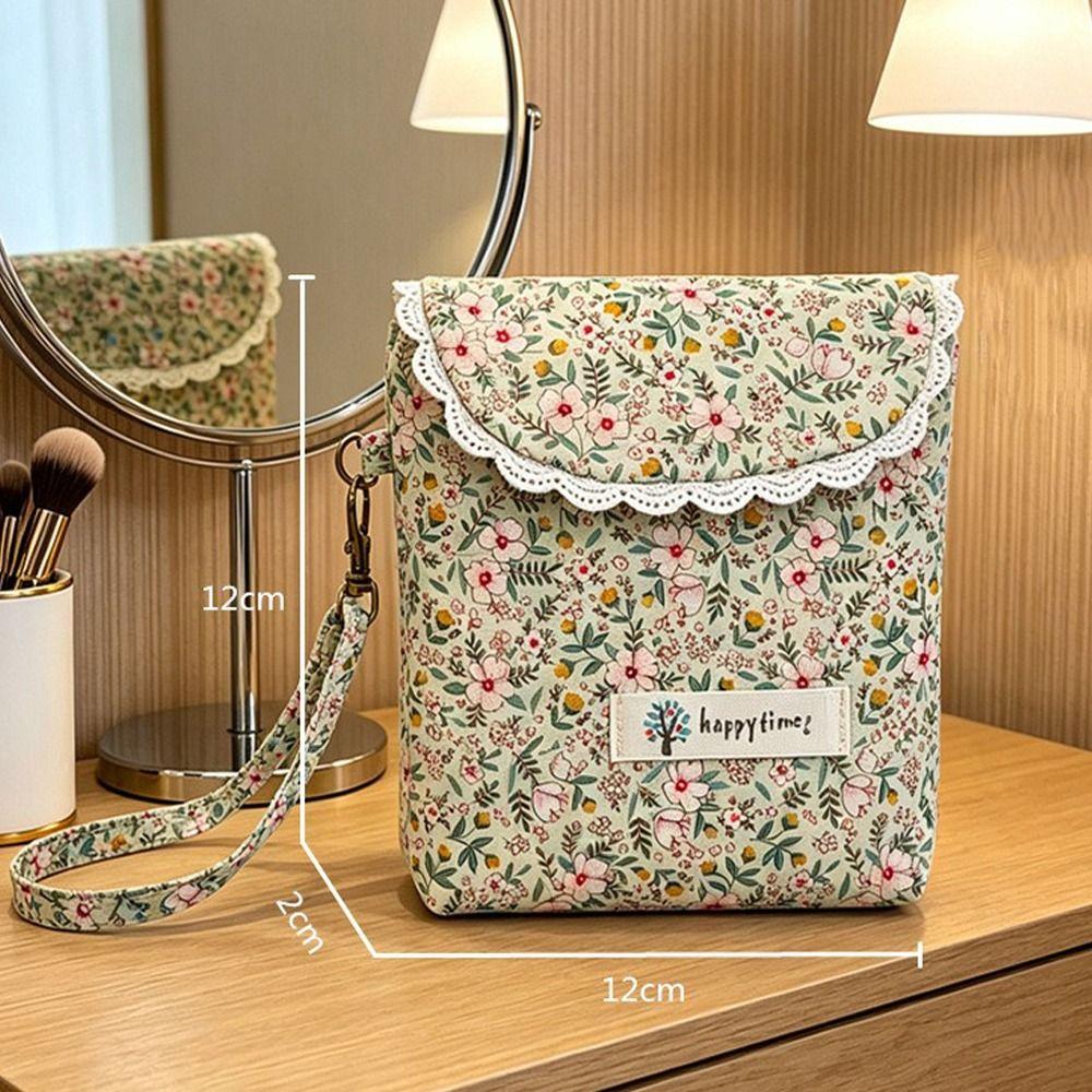 Pastoral Style Lipstick Makeup Bag Cotton Cosmetic Bag Sanitary Napkin Storage Bag for Women Girls