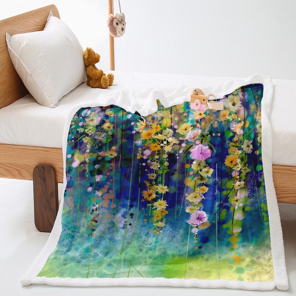 Morning Flower Set 2D Digital Printing Thickened Lamb Fleece Crystal Fleece Blanket One Piece