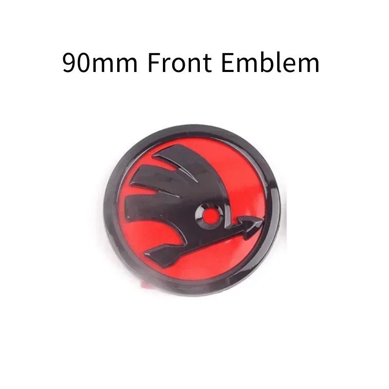AGTQ2 80/90mm ABS Logo Car Front Head Rear Tail Trunk Badge Sticker For Skoda Superb Fabia 2 Octavia Laura RS Rapid Yeti Karoq Kodiaq
