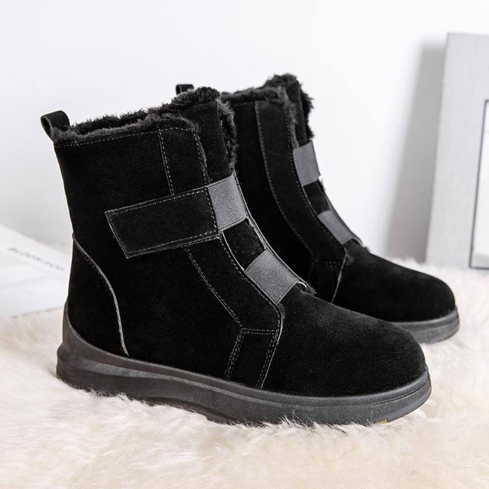 Женские зимние ботинки на нескользящей платформе, новые замшевые зимние ботильоны, женские теплые толстые плюшевые хлопковые туфли